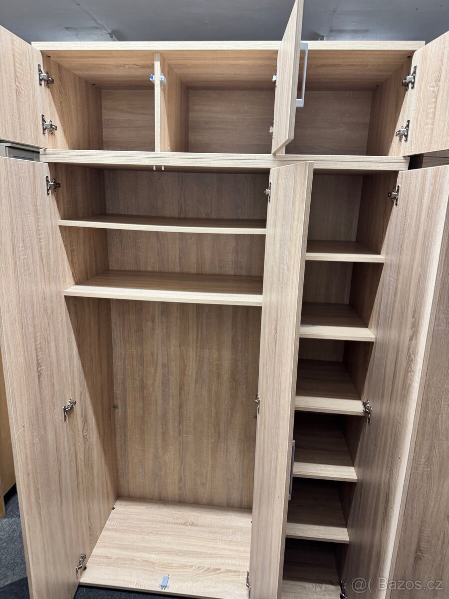 1x Krásná vysoká šatní skřín s nástavbou dub Sonoma - 5