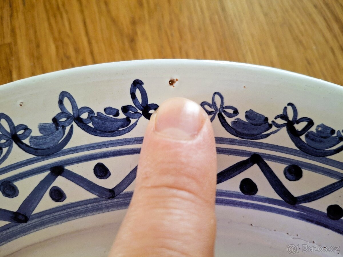 Talíř průměr 28 cm Tupeská keramika ? modrá barva - 5