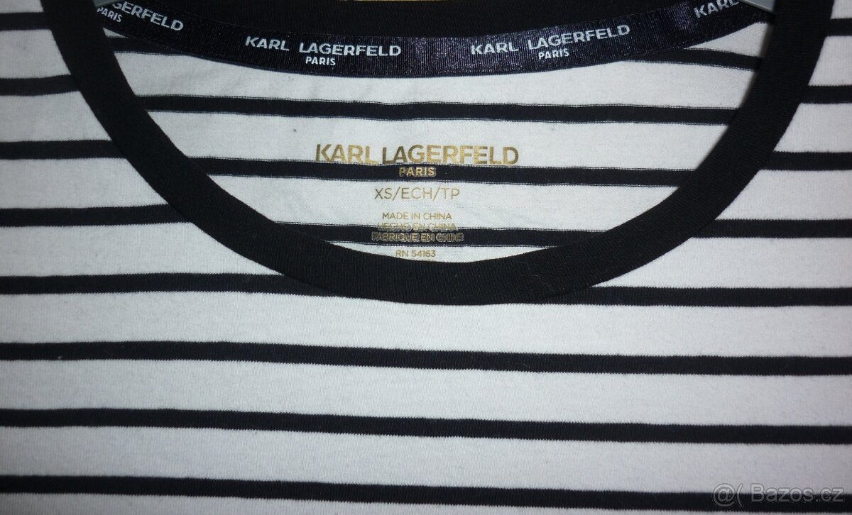 Bílo - černé dámské tričko Karl Lagerfeld - 5