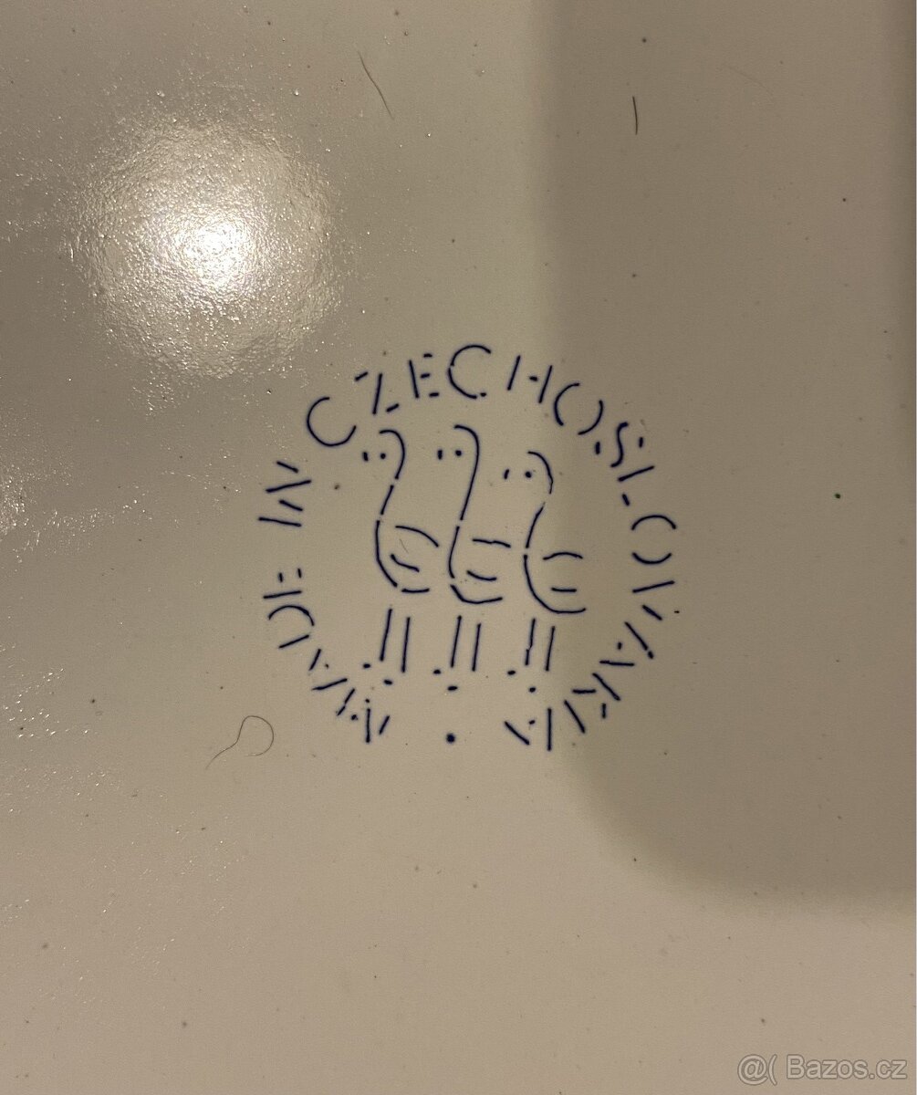 Starožitný velký smaltovaný talíř/mísa - 5