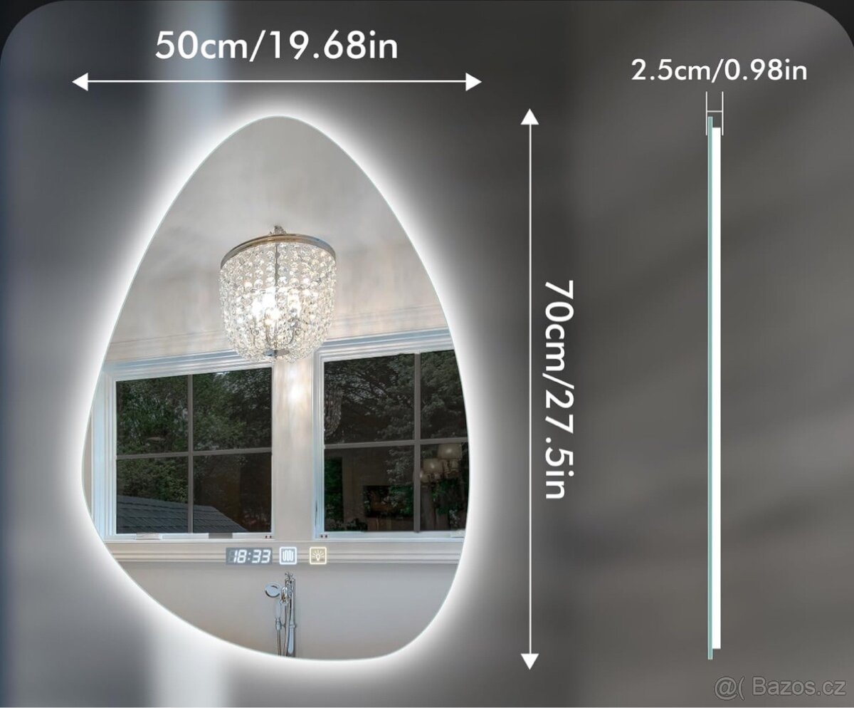 Koupelnová zrcadla s LED světlem, 60 x 70 cm - 5