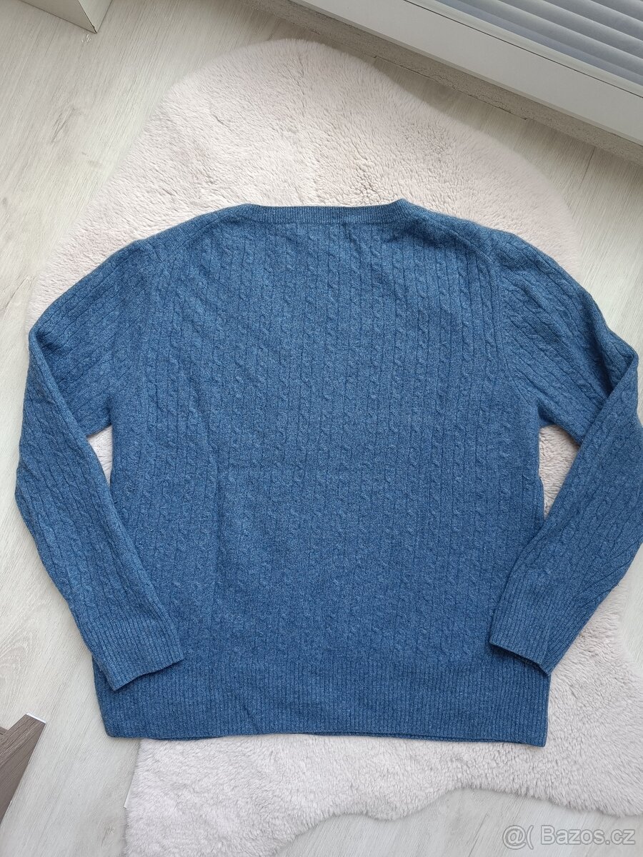 Dámský modrý vlněný svetr, vel. L - 5