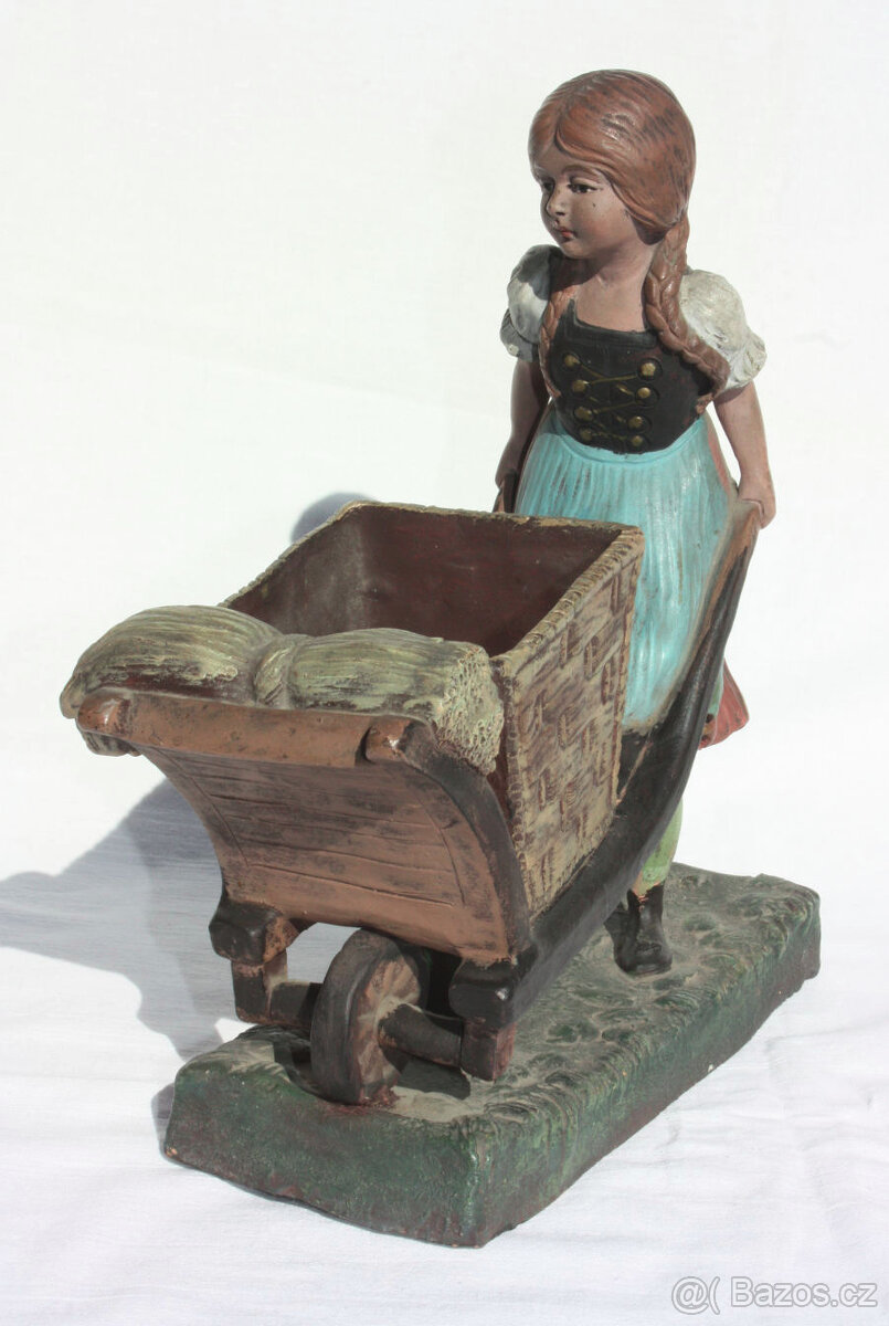 Socha soška figura figurka terakota cca rok 1920 busta bista - 5