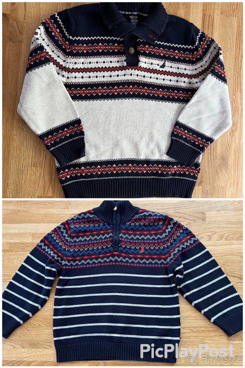 Svetr Nautica béžovo-modrý vel.10-12 let (146/152) - 5