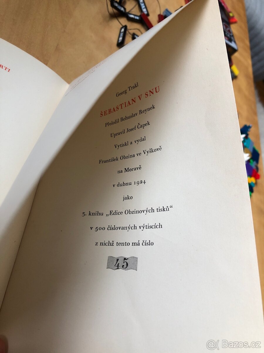 Georg Trakl: Šebastian v snu, bibliofilie, Obzinův tisk - 5