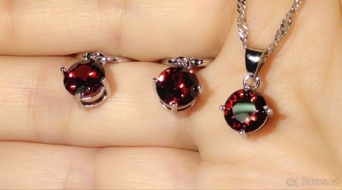 Nová dámská stříbrná sada souprava šperků si kamínky 925 - 5