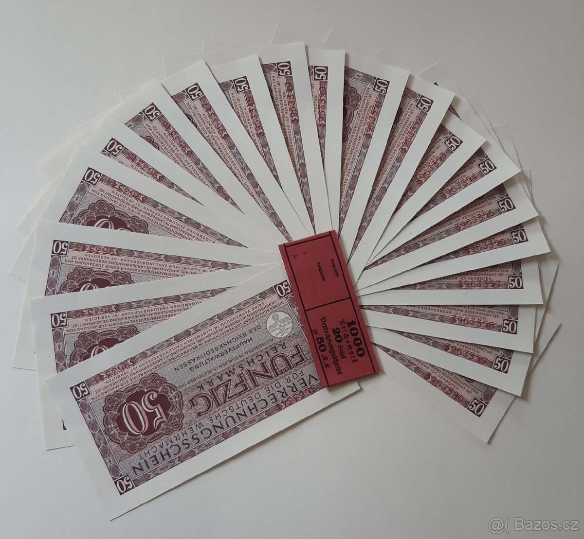 Kompletni 20ks balíček Wehrmacht 50 Reichsmark 1944,UNC - 5