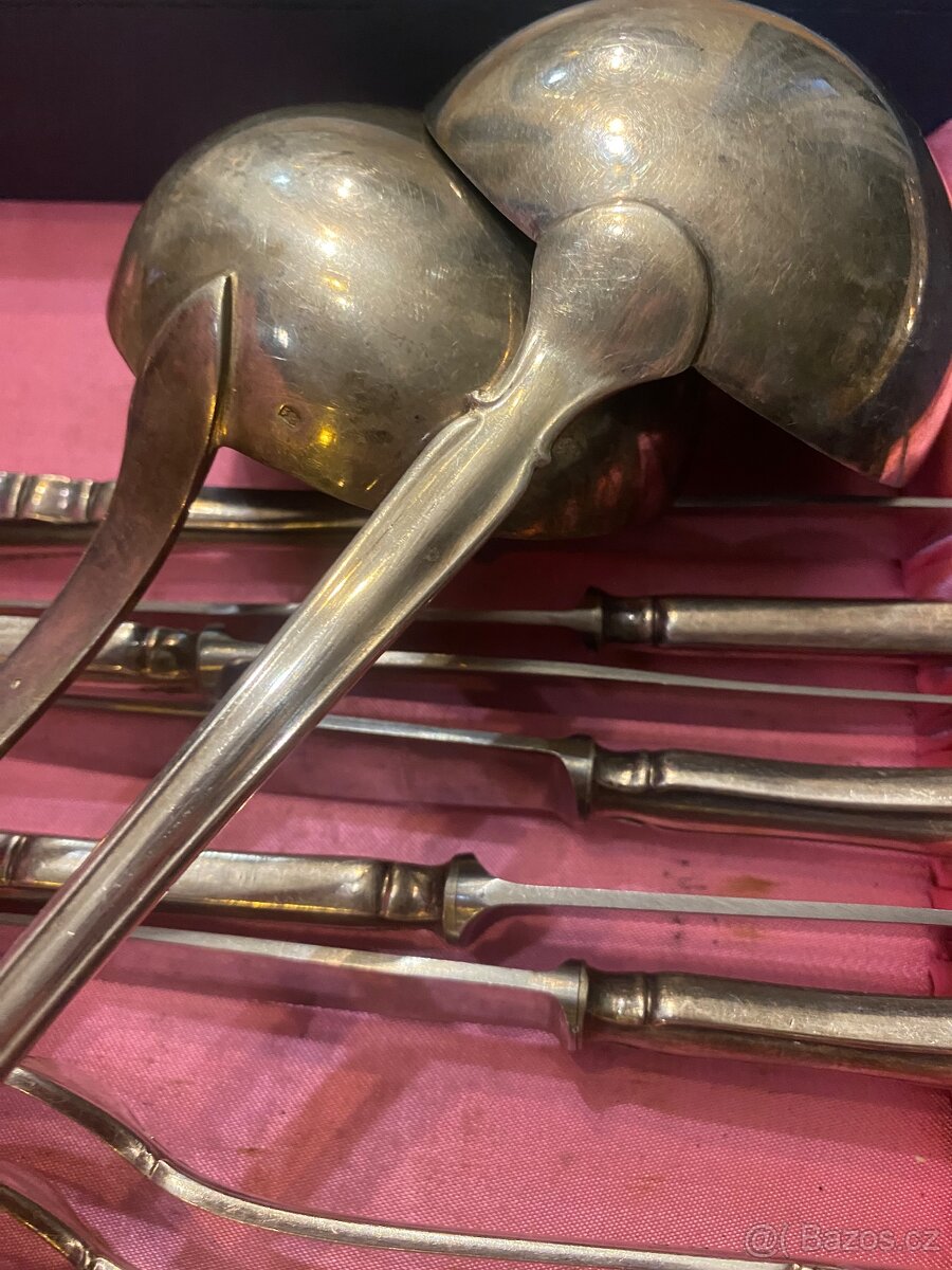 Velká sada starožitného příboru alpaka - 5