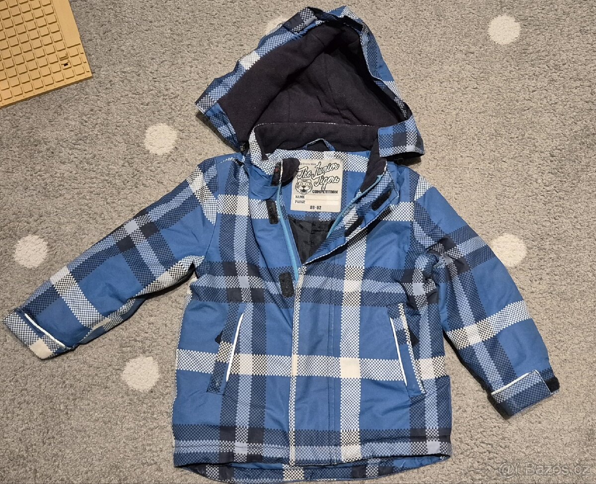 zimní souprava modrá kostkovaná kombinéza Tchibo 86-92 - 5