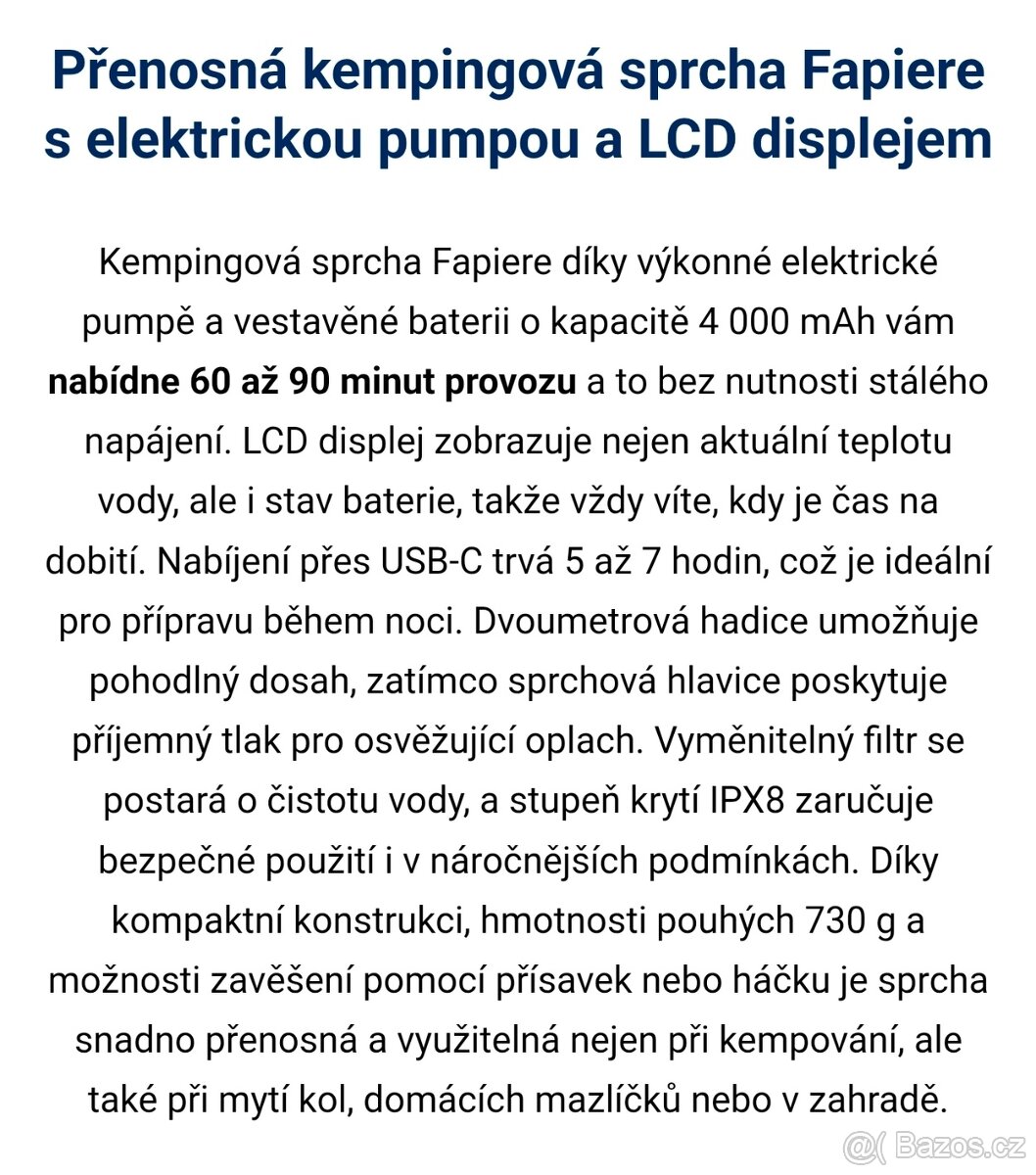 Zahradní sprcha, dobíjecí baterie - 5