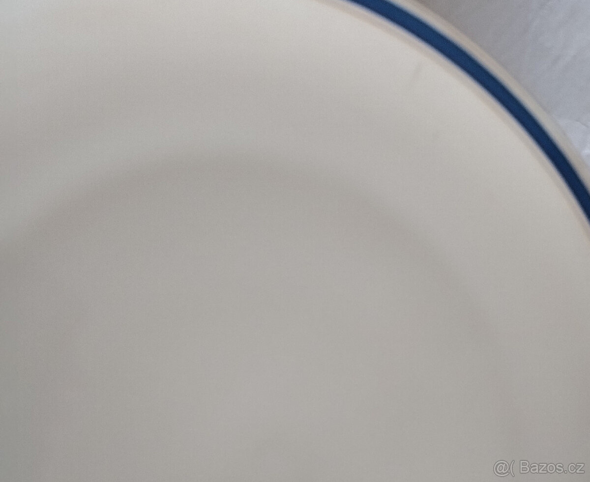 značený 6osobní set talířů a slánka - slonová kost, kobalt - 5