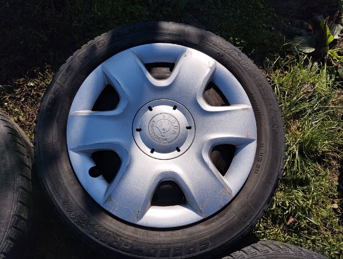 Plechové kola 5x100 R15 s poklicemi škoda - 5