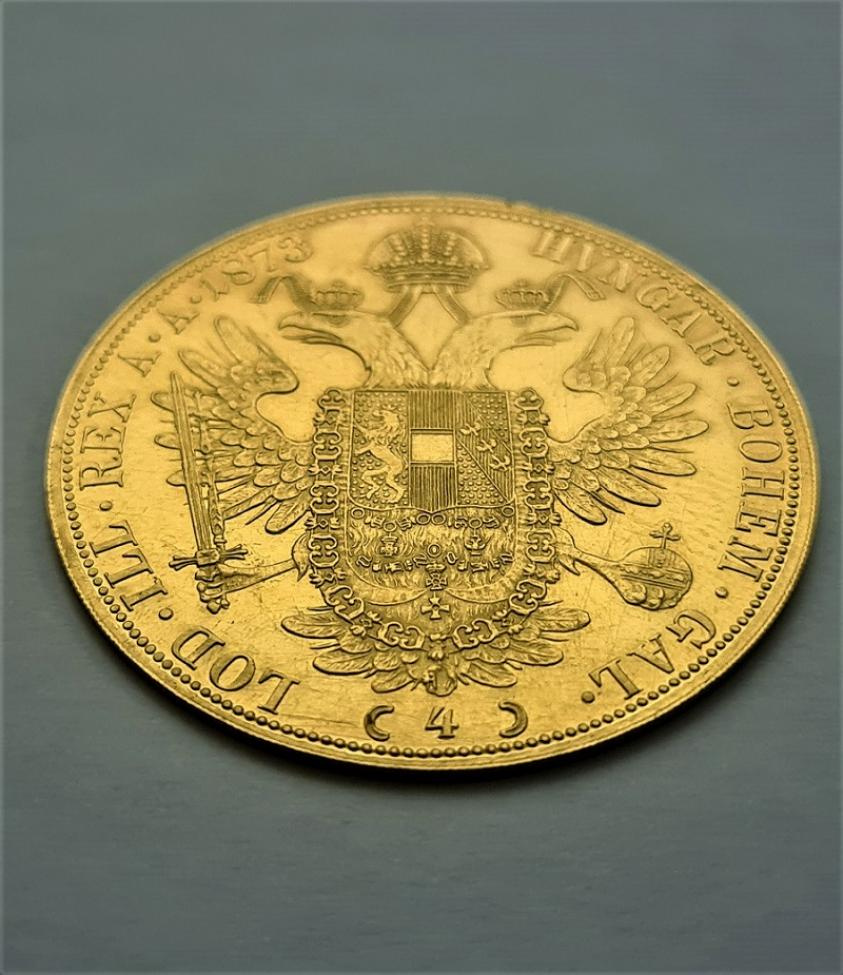 Zlatý R-U 4 Dukát 1873, velmi vzácný, TOP stav. - 5