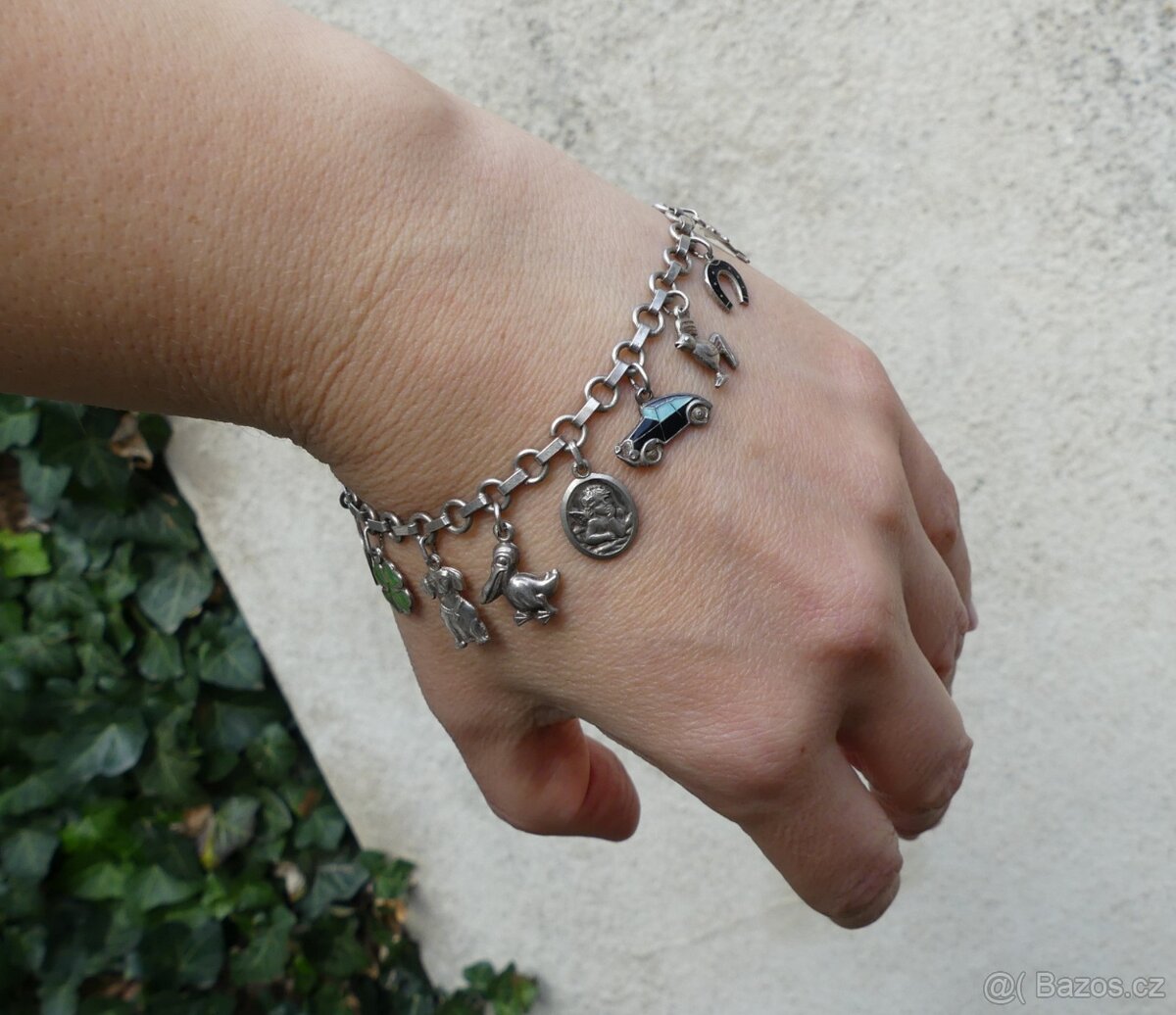 Žebrácké náramky, stříbrné náramky s ověsky - 5