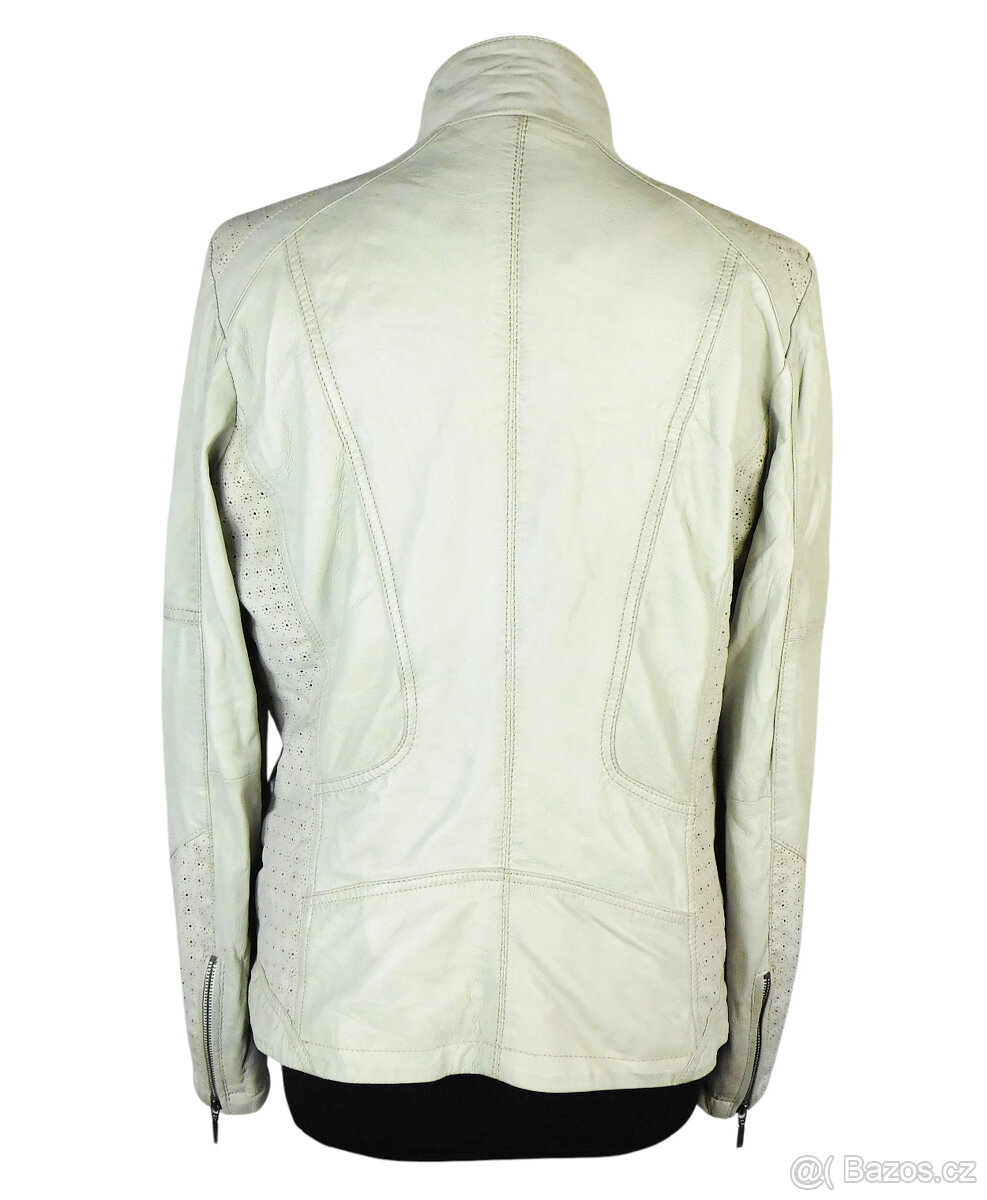 Kožená dámská šedá (slonová kost) bunda KARA vel. L - 5