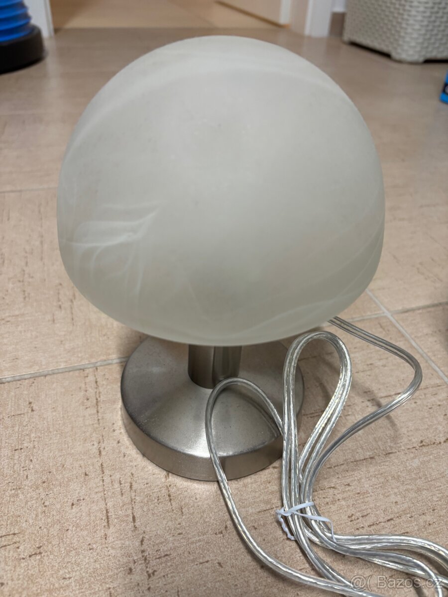 2x malá stolní lampička, nerez a sklo - 5