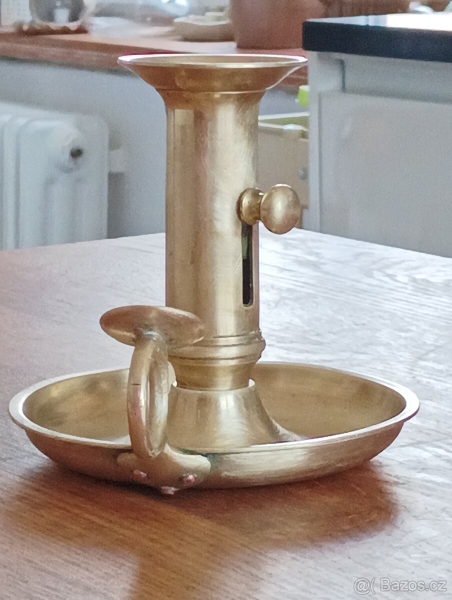 MOSAZNÝ EMPÍROVÝ SVÍCEN BIEDERMEIER Z 19. STOL. FRANCIE - 5