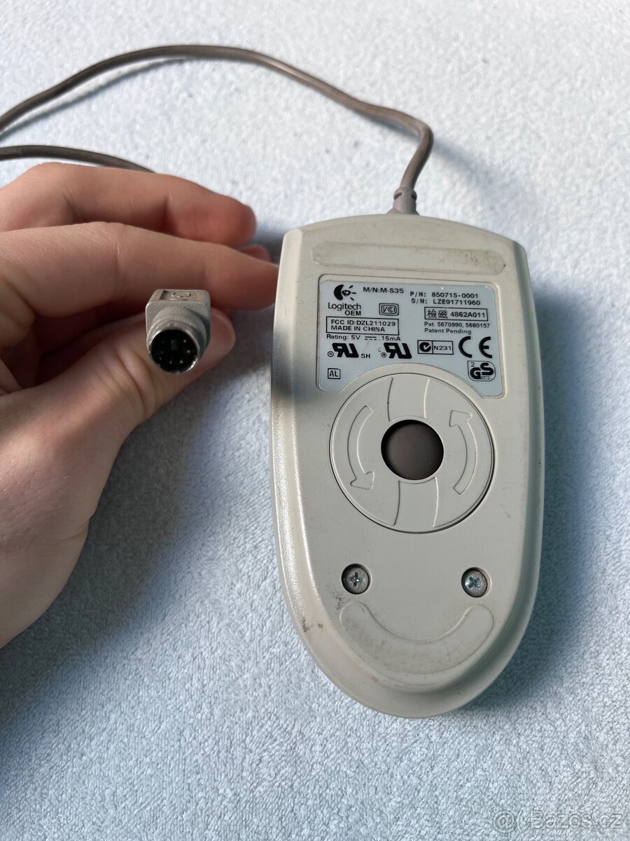 Starší PC příslušenství – myš Logitech PS/2 + RAM moduly (SD - 5