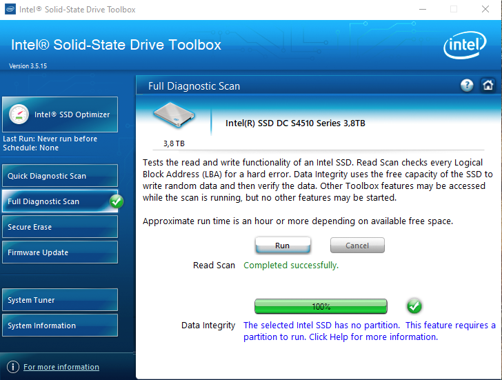 3.84TB SATA SSD Intel D3-S4510 SSDSC2KB038T8 - 5