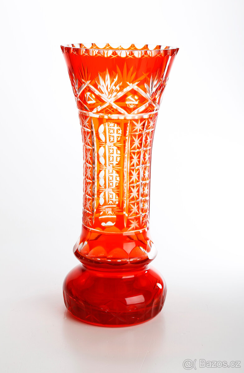 Velká skleněná broušená váza 35cm - 5