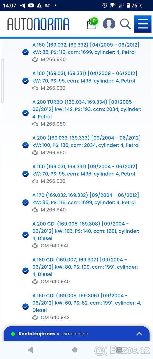 Alternátor Mercedes Benz A a B - 5