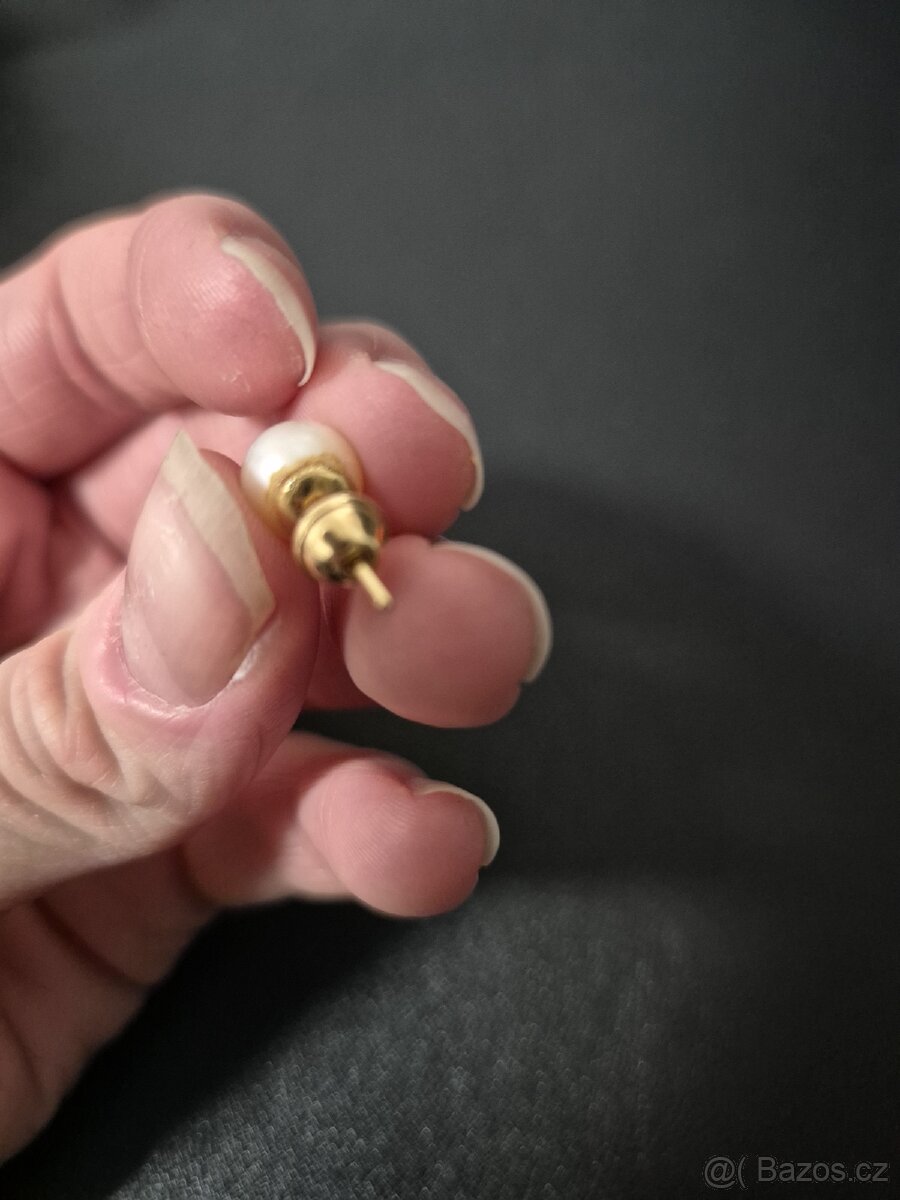 Náušnice perly se zlatem - 5