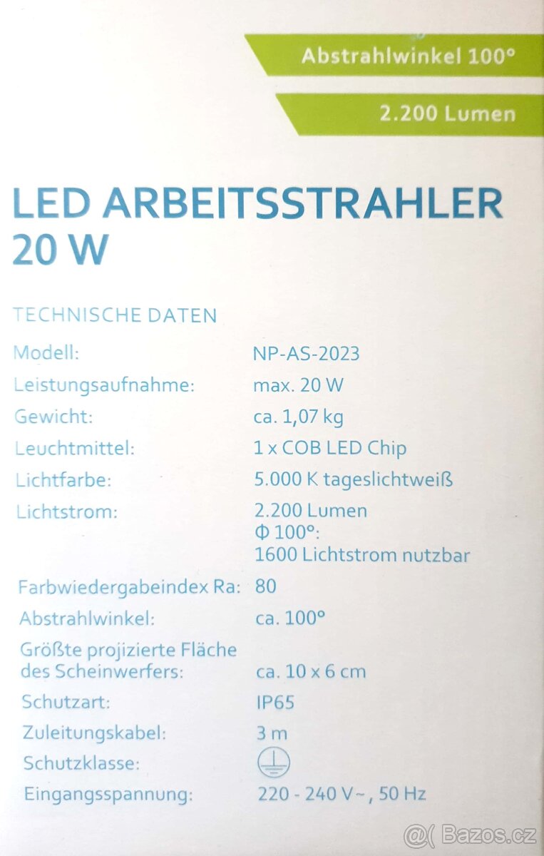 Halogen přenosný,LED 20W,nový nepoužitý,3roky zár. - 5