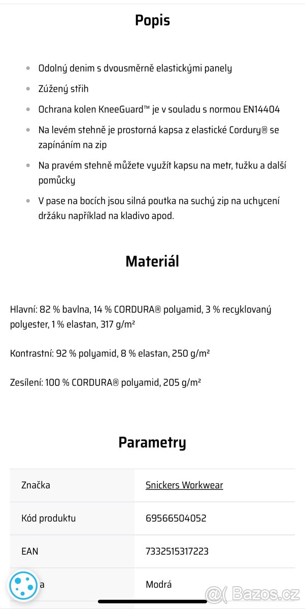 Džínové kalhoty Snickers workwear denim+ - 5