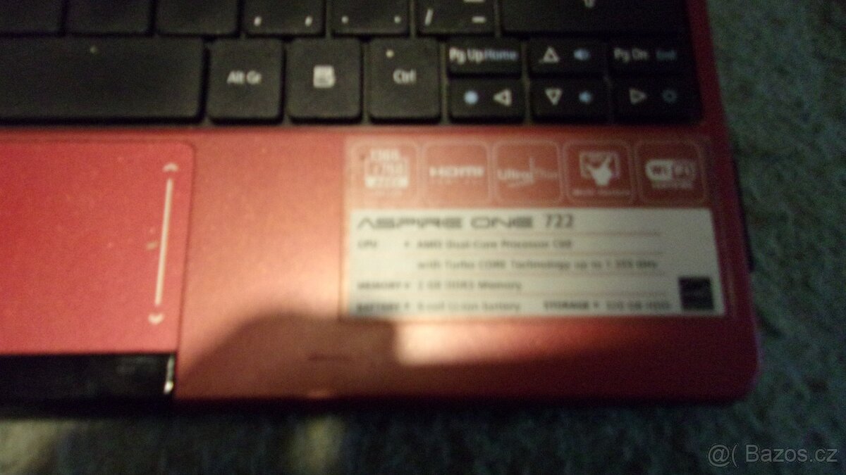 ACER ASPIRE ONE 722 ČERVENÁ - 5