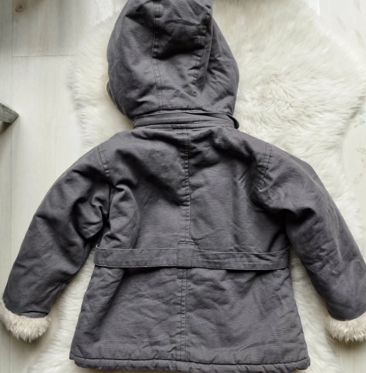 Dívčí zimní bundička s kožíškem motýlek šedá - 5