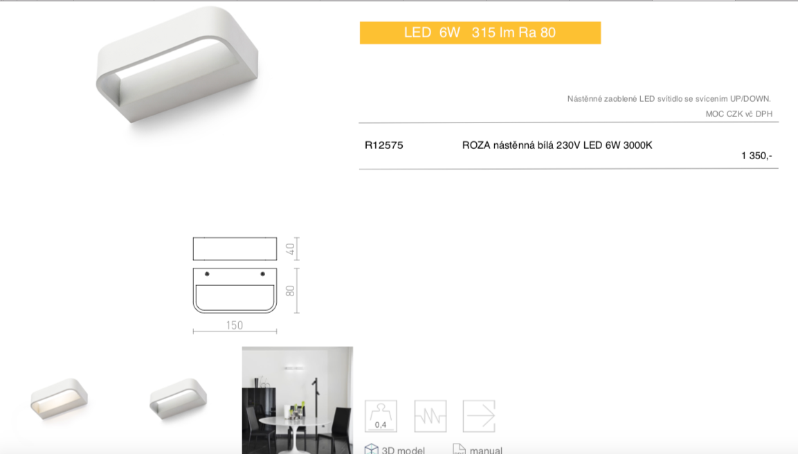 ROZA svítidlo nástěnná bílá 230V LED 6W 3000K - 5