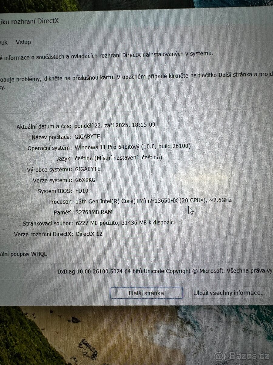 Herní notebook GIGABYTE, ZÁRUKA - 5