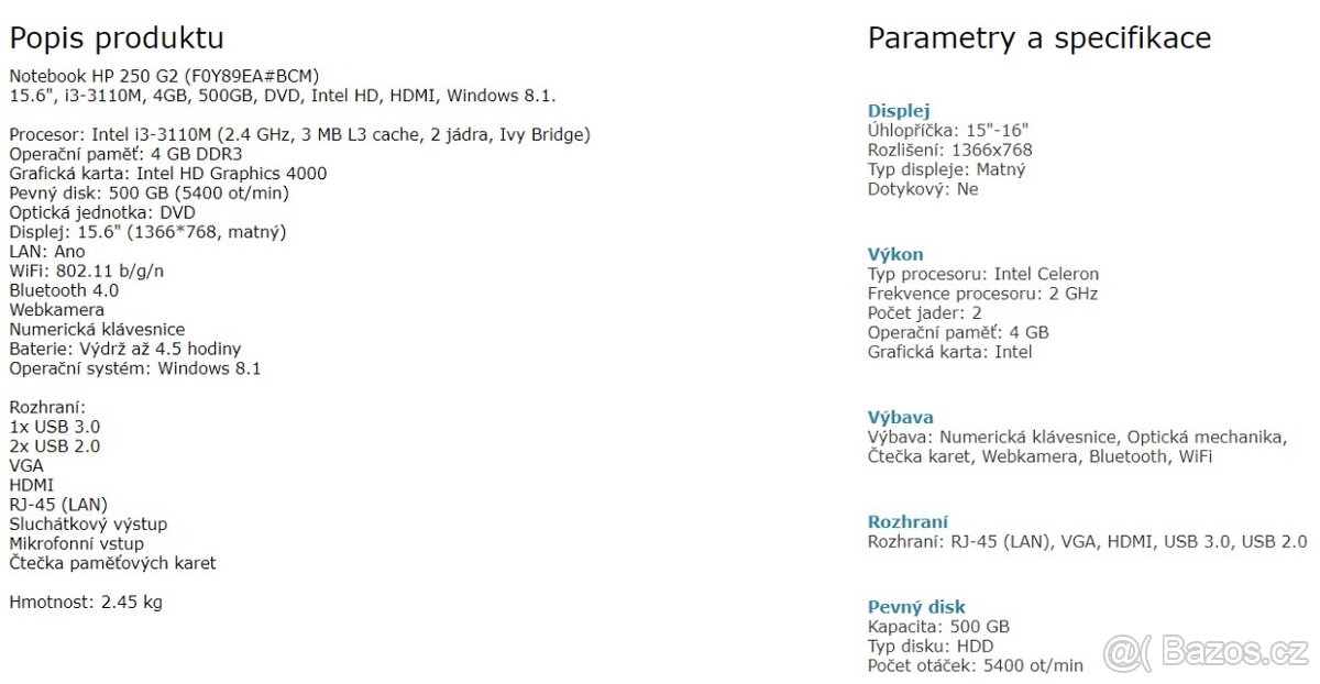 Notebook HP 250 G2 (F0Y89EA) - 5