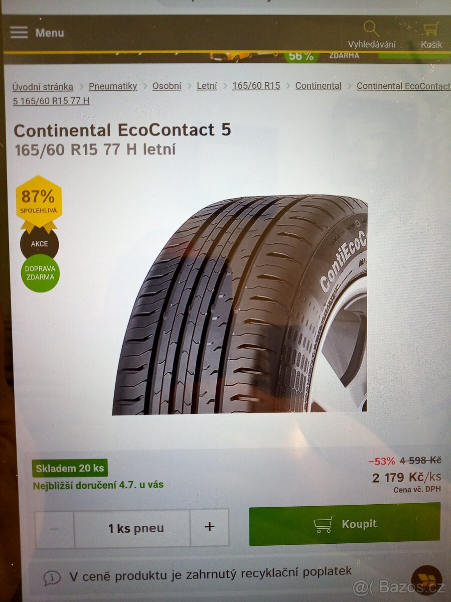 letní pneu 165/60 R15 - 5
