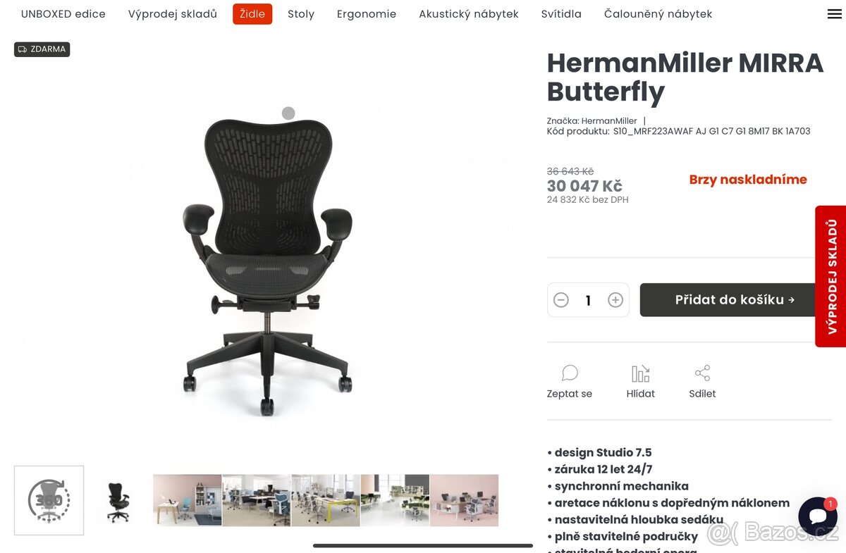 Kancelářská židle Herman Miller Mirra - top stav - 5