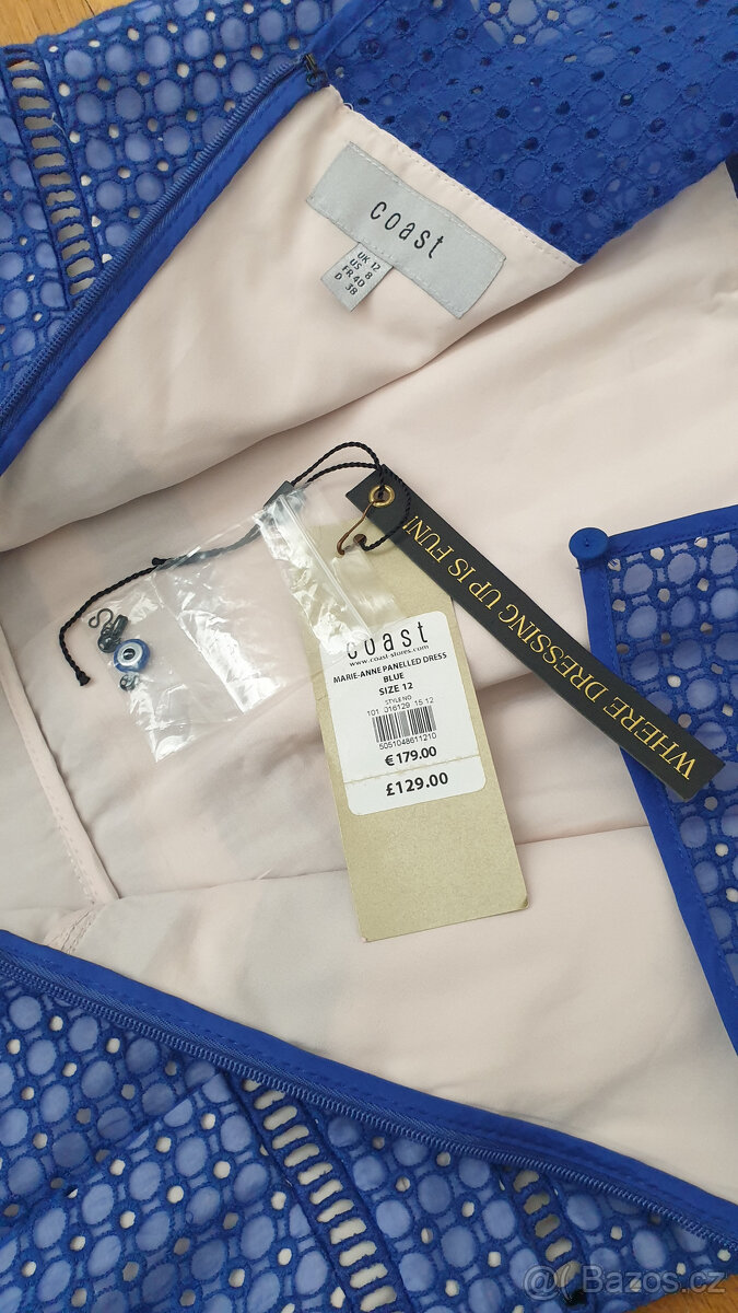 Modré bavlněné šaty s kapsami, UK12/40/L - 5