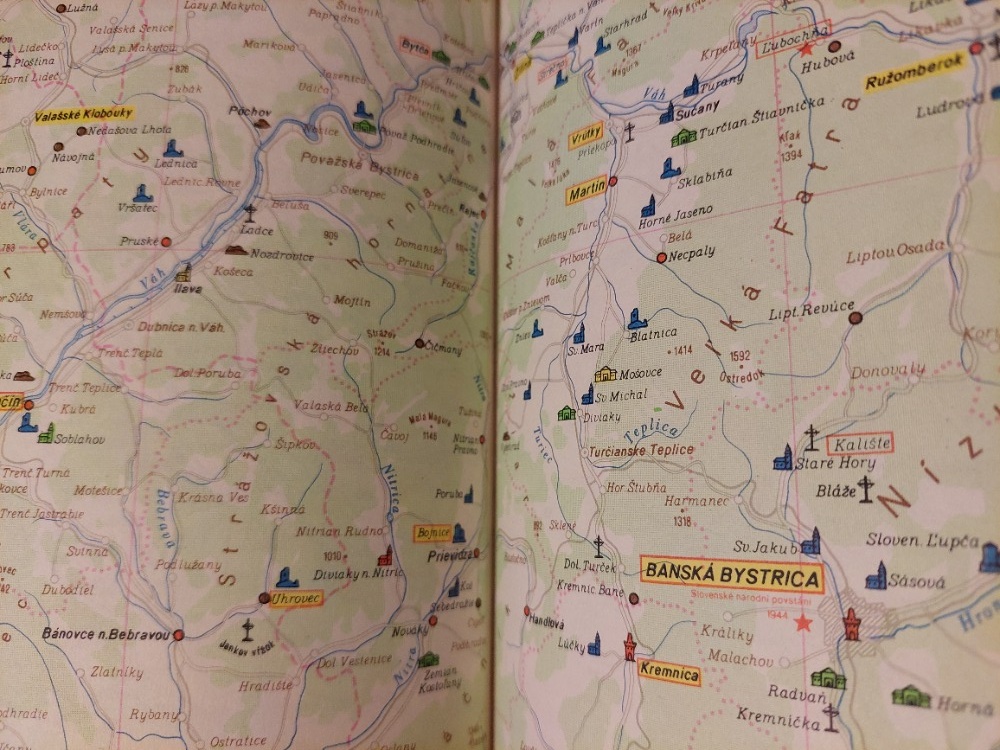 Mapa kulturních památek ČSSR - retro cestování mapa - SLEVA - 5