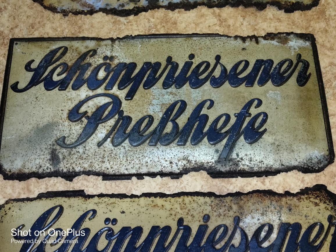 Starožitné,plechové reklamní tlačené cedule lisované drožd - 5