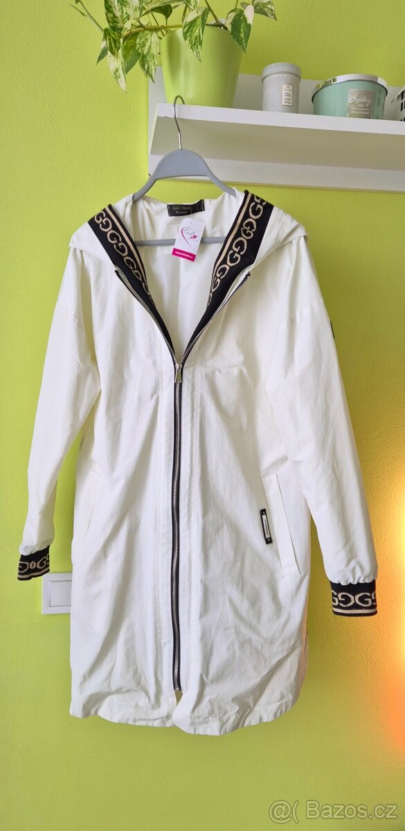 Smetanová dámská bunda s kapucí - 5