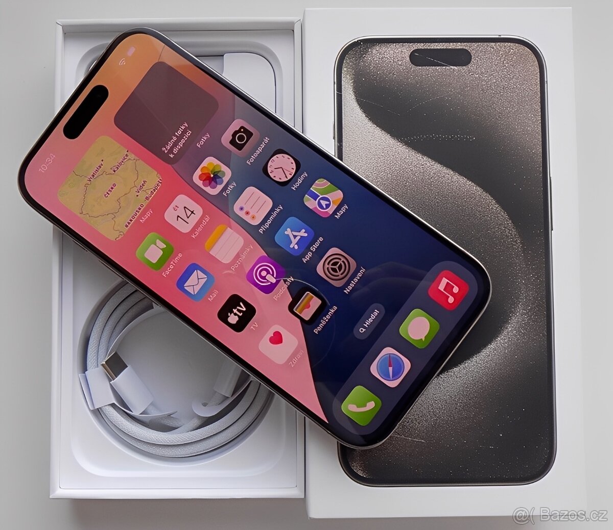 iPhone 15 Pro Natural Titanium BATERIE 100% TOP - 5