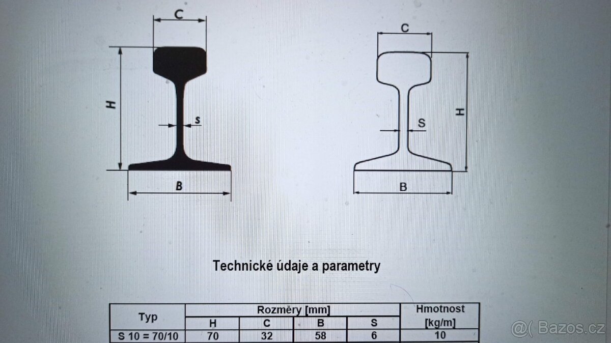 důlní kolejnice 70/10, spojky a ocelové pražce - JEDNOTLIVĚ - 5