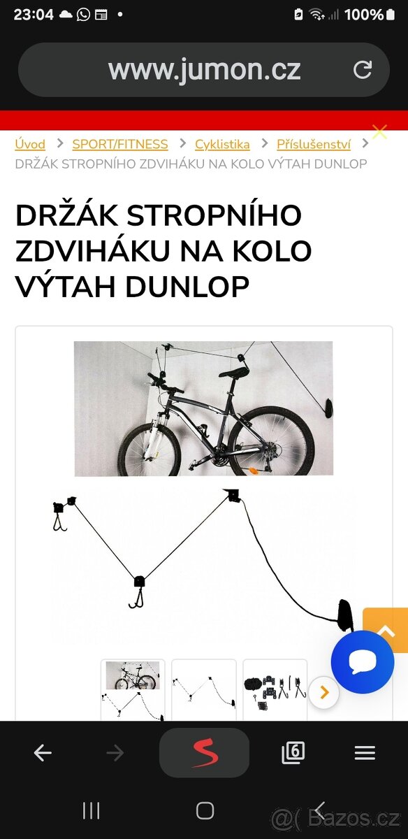Stropní držák /výtah na kolo dunlop - 5