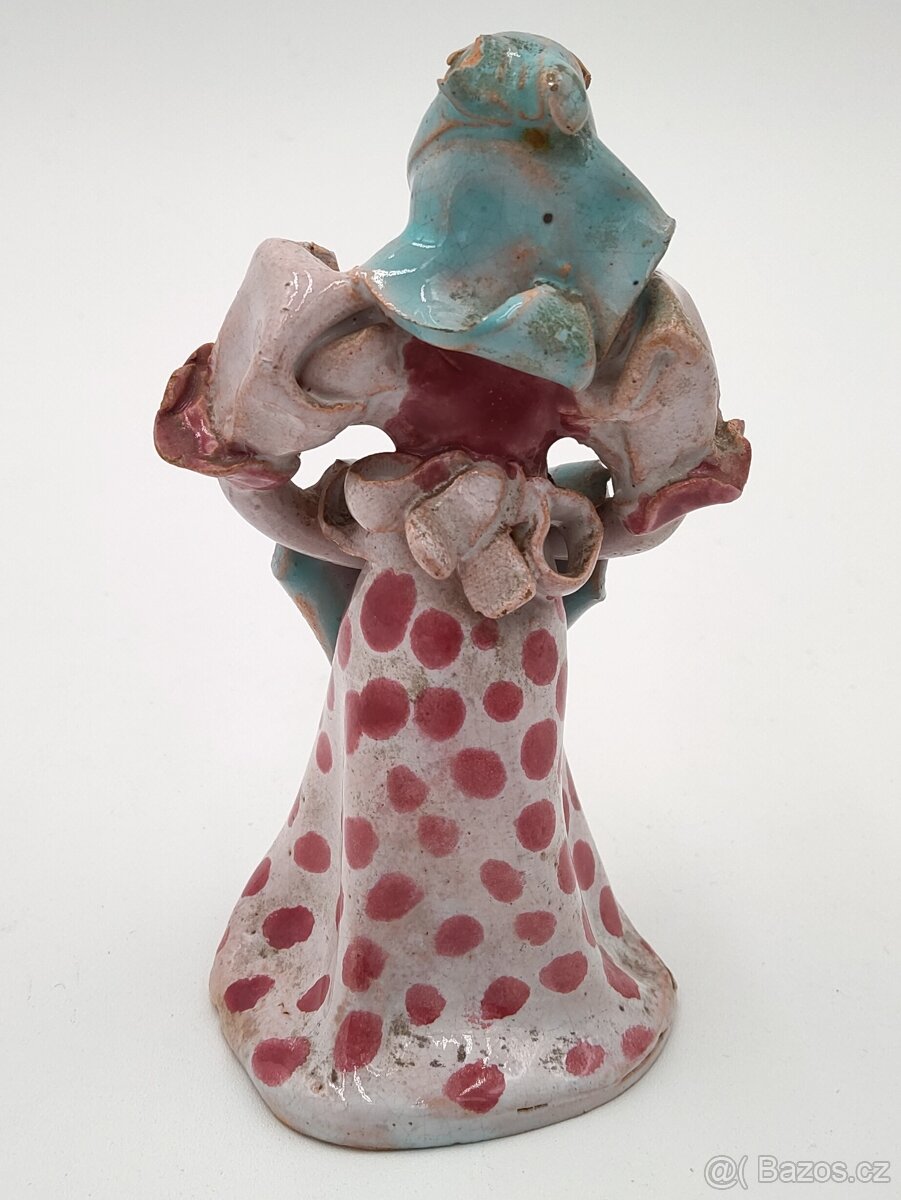 Krásná stará hliněná glazurovaná dekorační soška 12cm - 5