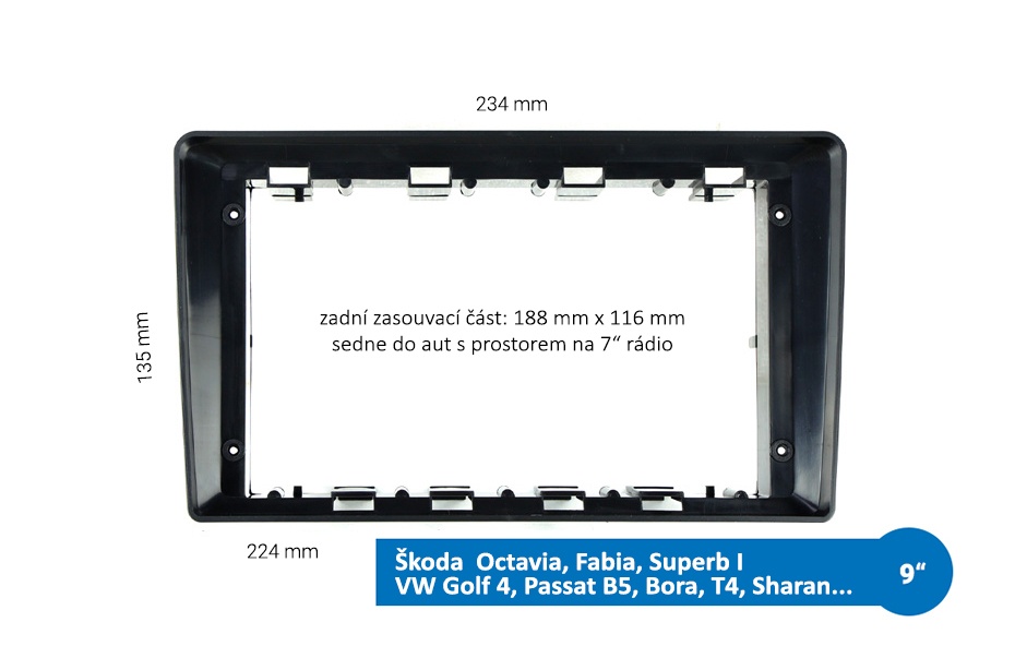 9" Android autorádio 2+32GB - Wifi, GPS, Bluetooth - 5