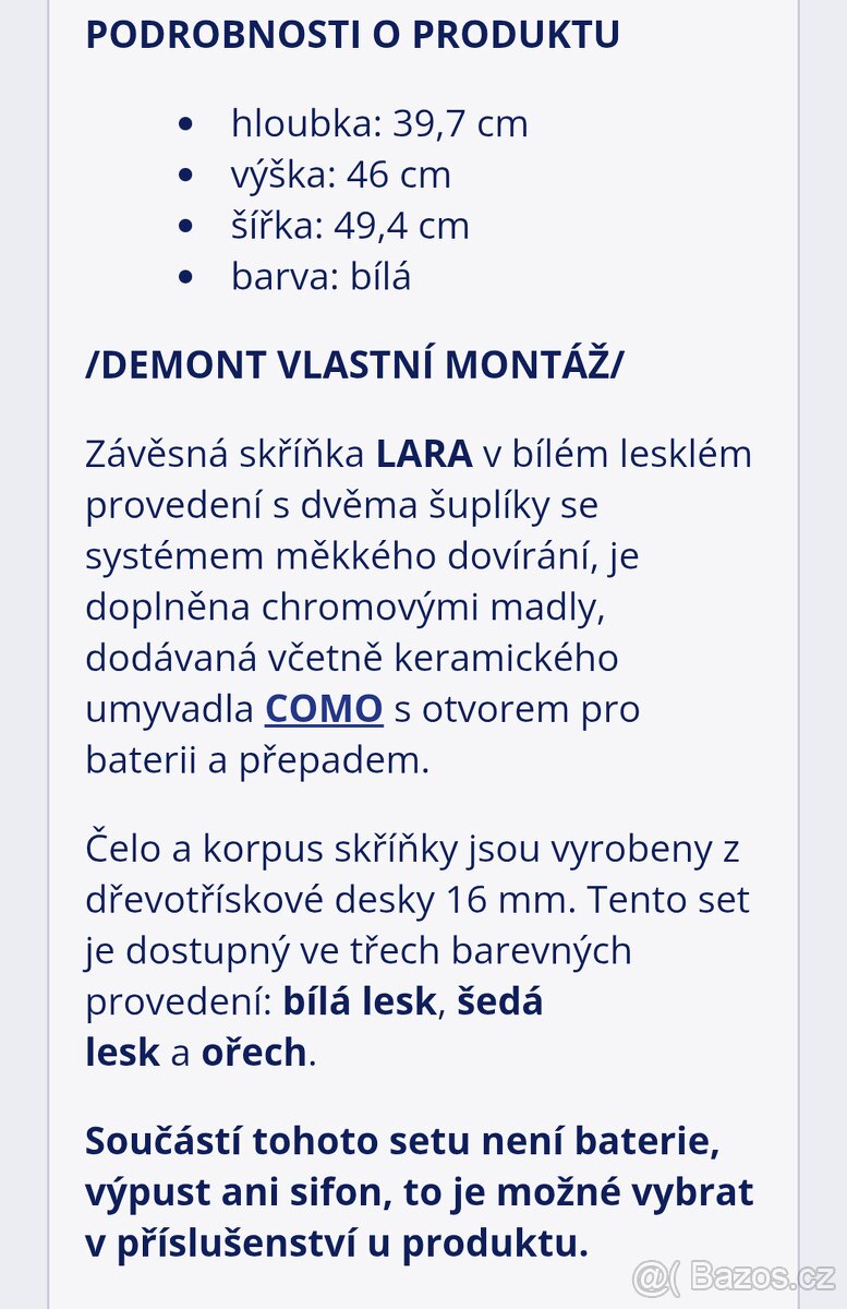 Skříňka s umyvadlem Lara Como 50 - 5