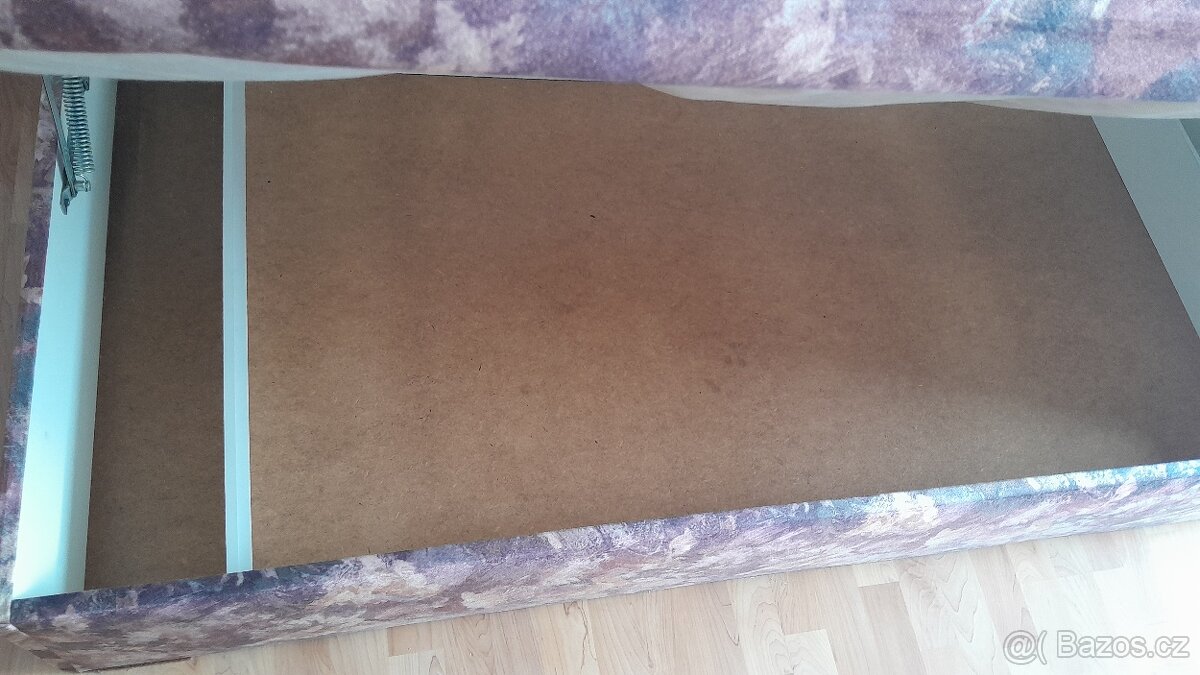 Postel, barva světle fialová, vzor květy, 200 x 90 x 41 - 5