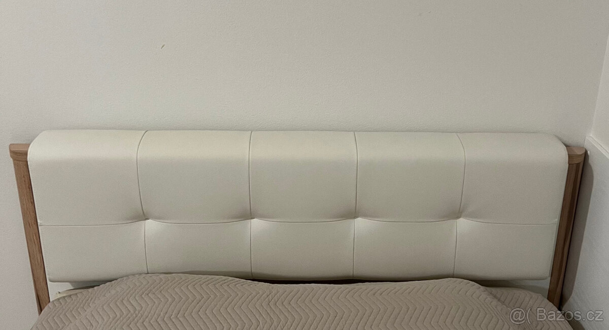 POSTEL, 120/200 cm, bílá, barvy dubu+lamelový postelový rošt - 5