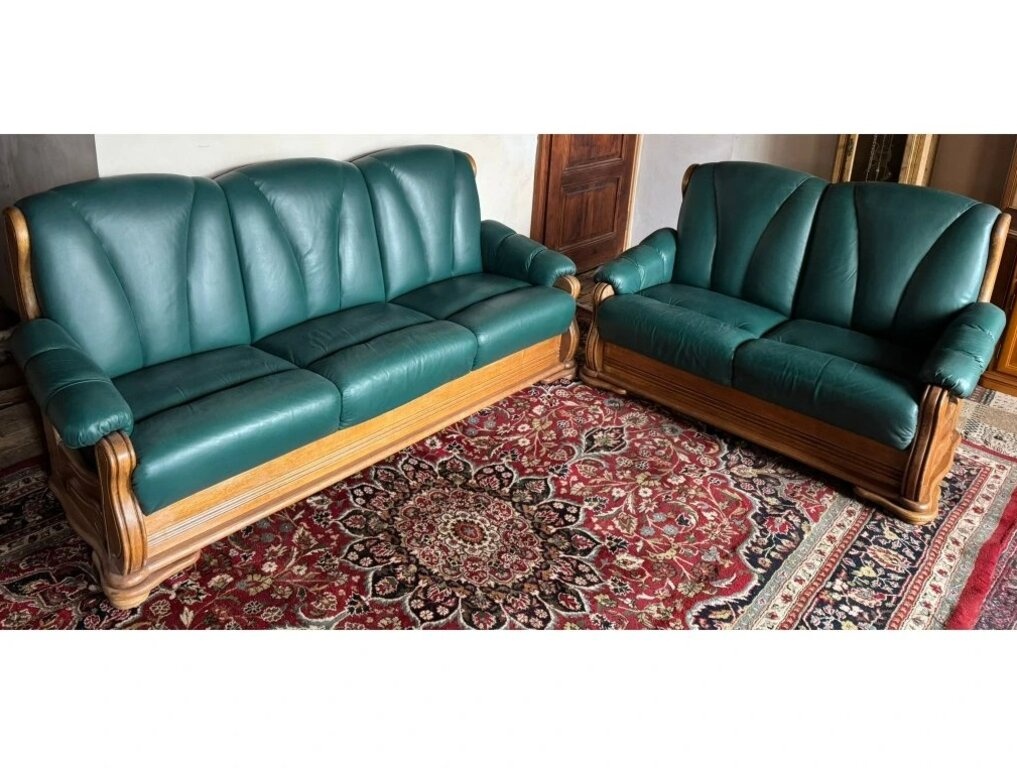 Dubová rustikální kožená souprava 3+2+1,3332 - 5