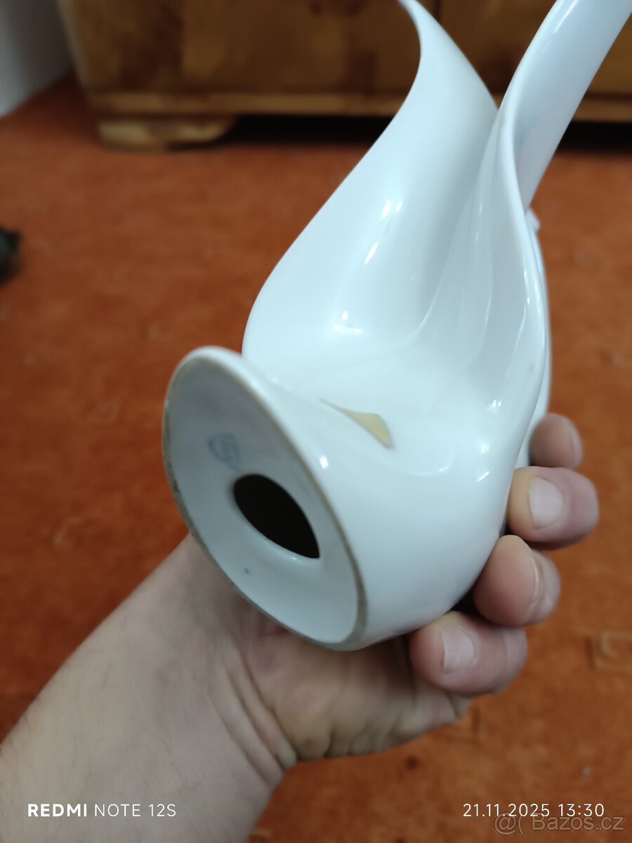 Porcelánová soška labuť Jaroslav Ježek royal dux brusel - 5