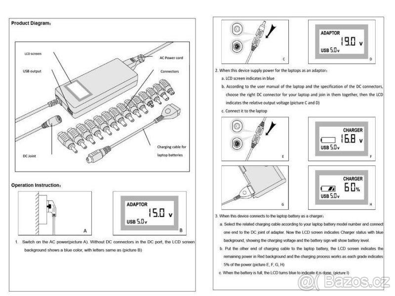 Univerzální notebookový zdroj LVSUN 90W (nový) - 5